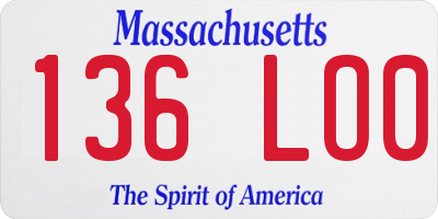 MA license plate 136LO0
