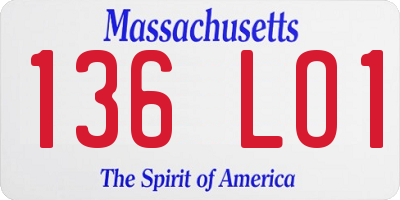 MA license plate 136LO1