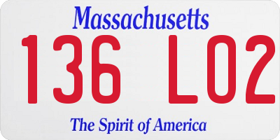 MA license plate 136LO2