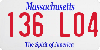 MA license plate 136LO4
