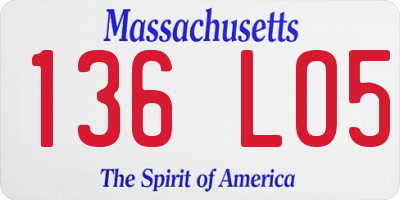 MA license plate 136LO5