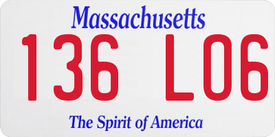MA license plate 136LO6