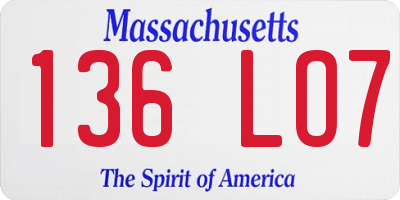 MA license plate 136LO7