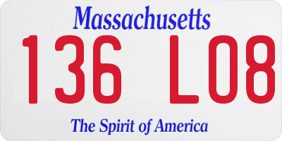 MA license plate 136LO8