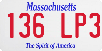 MA license plate 136LP3