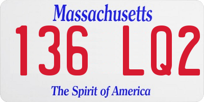 MA license plate 136LQ2