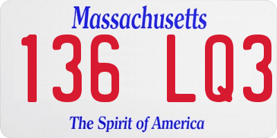 MA license plate 136LQ3