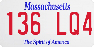 MA license plate 136LQ4