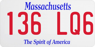 MA license plate 136LQ6