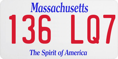 MA license plate 136LQ7