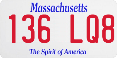 MA license plate 136LQ8