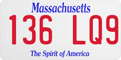 MA license plate 136LQ9