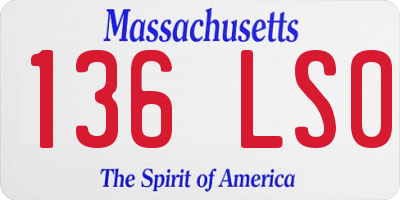 MA license plate 136LS0