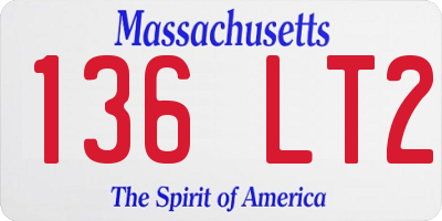 MA license plate 136LT2