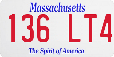 MA license plate 136LT4