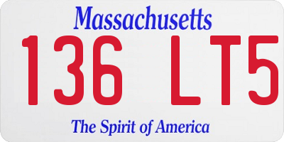 MA license plate 136LT5