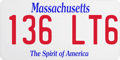 MA license plate 136LT6