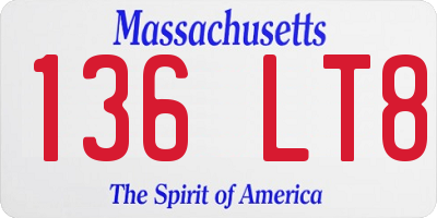 MA license plate 136LT8