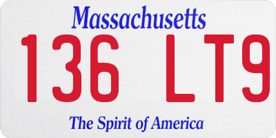 MA license plate 136LT9