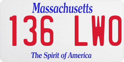 MA license plate 136LW0