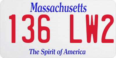 MA license plate 136LW2