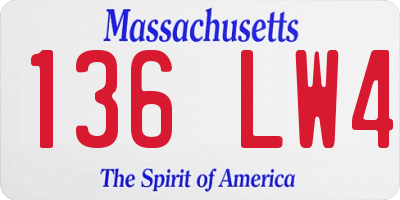 MA license plate 136LW4