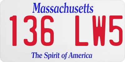 MA license plate 136LW5