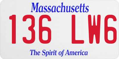 MA license plate 136LW6