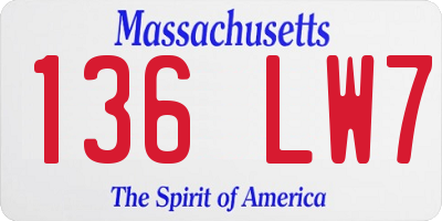 MA license plate 136LW7