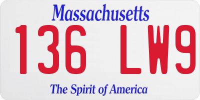 MA license plate 136LW9