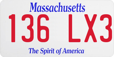 MA license plate 136LX3