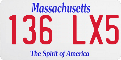 MA license plate 136LX5