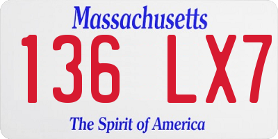 MA license plate 136LX7