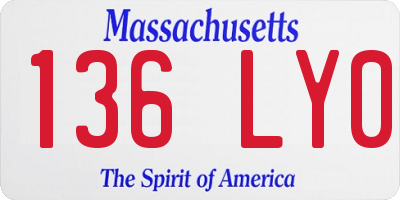 MA license plate 136LY0