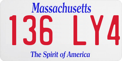 MA license plate 136LY4
