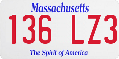 MA license plate 136LZ3