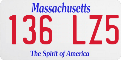MA license plate 136LZ5