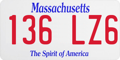 MA license plate 136LZ6