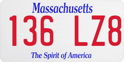 MA license plate 136LZ8