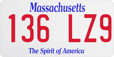 MA license plate 136LZ9