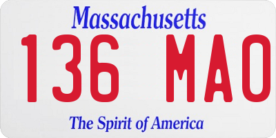 MA license plate 136MA0