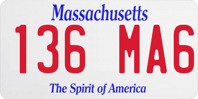 MA license plate 136MA6