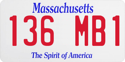 MA license plate 136MB1