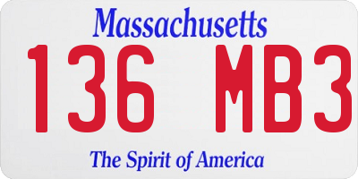MA license plate 136MB3