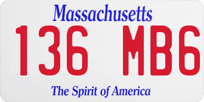 MA license plate 136MB6