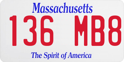 MA license plate 136MB8