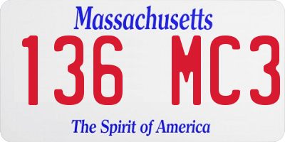 MA license plate 136MC3