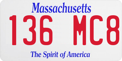 MA license plate 136MC8