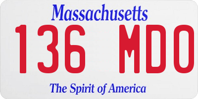 MA license plate 136MD0