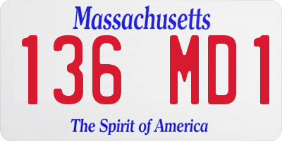 MA license plate 136MD1